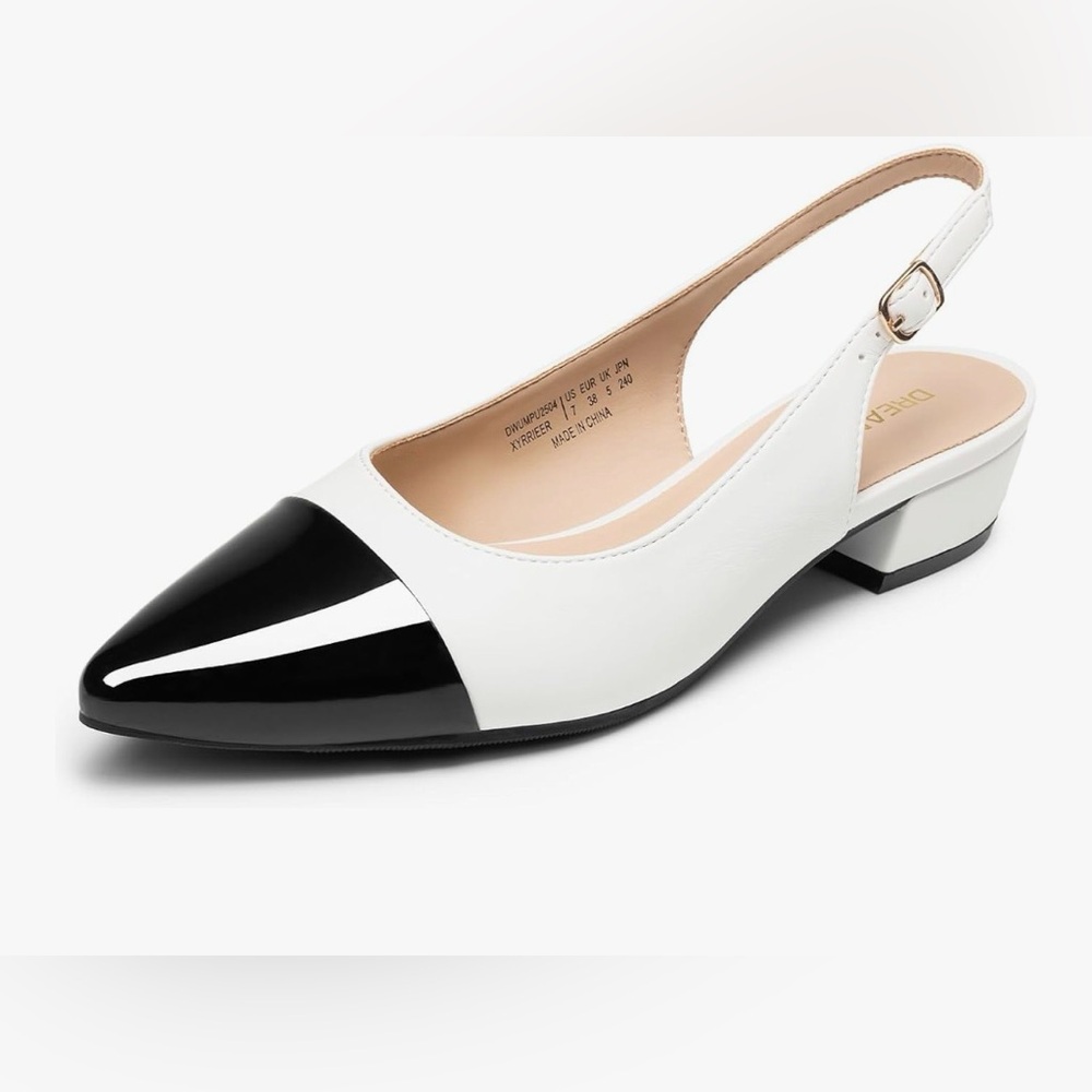 Sz 6.5 Dream Pairs Elegant Women's Slingback Shoes - Black and White - Picture 3 of 10